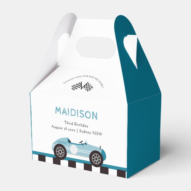 Race Car Boy Geburtstagsparty Geschenkschachtel (Vorderseite)