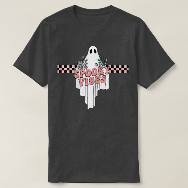 Race Car Checkered Creepy Vibes Retro Ghost Racing T-Shirt (Design vorne)