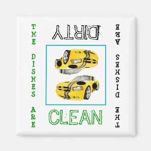 Race Car Clean Dirty Geschirrspülmaschine Magnet