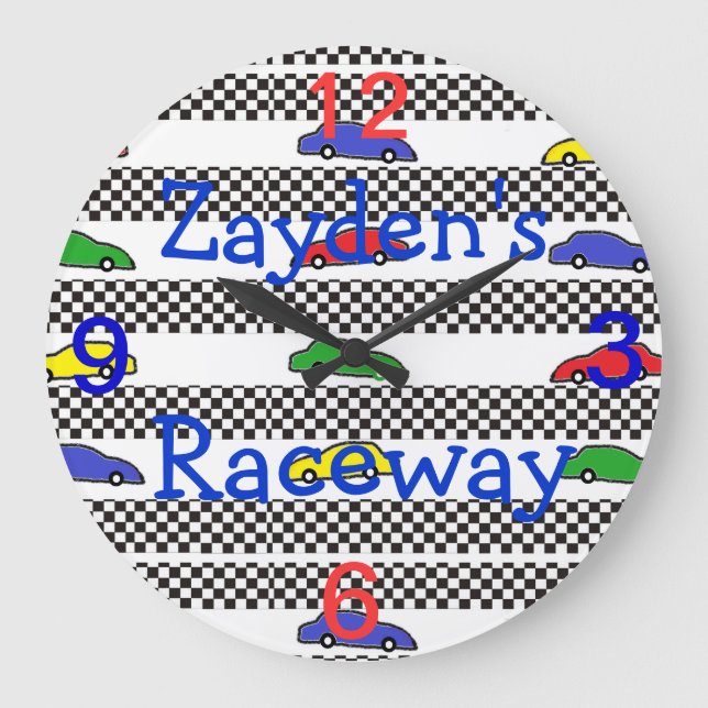 race car clock-edit name große wanduhr (Vorderseite)