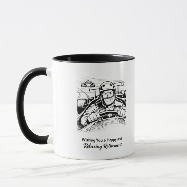 Race car driving retiree tasse (Links)