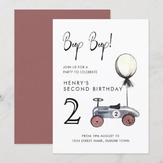 Race Car Einladung Red 2. Geburtstag Vintag