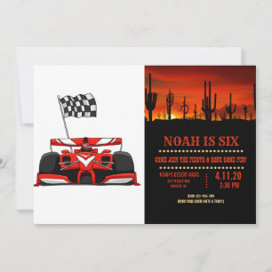 Race Car Extreme Cartoon  Hintergrundfarbe auswähl Einladung
