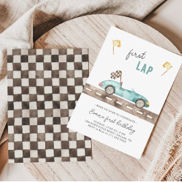 Race Car First Lap Geburtstag Einladung