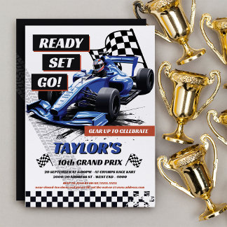 Race Car Formel Eins Geburtstagsparty Einladung