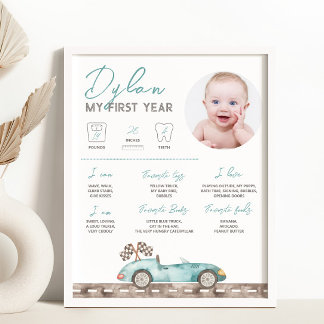 Race Car Foto Milestone Zeichen Poster