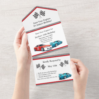 Race Car Geburtstag, 10. Geburtstag Einladung
