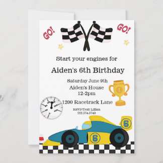 Race Car Geburtstag, 6. Geburtstag Einladung
