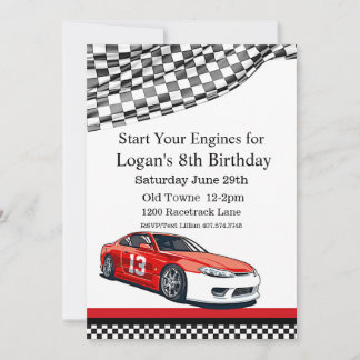 Race Car Geburtstag, 8. Geburtstag Einladung