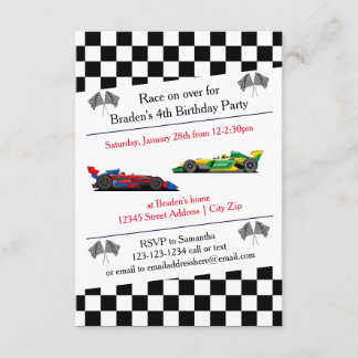 Race Car Geburtstagsparty - 3x5 Einladung