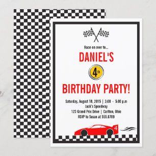 Race Car Geburtstagsparty Einladung