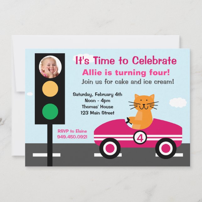 Race Car Geburtstagsparty Einladung (Vorderseite)