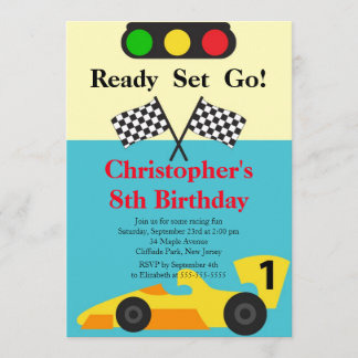 Race Car Geburtstagsparty Einladungen