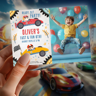 Race Car Geburtstagsparty, Kinderrennen Thema Einladung