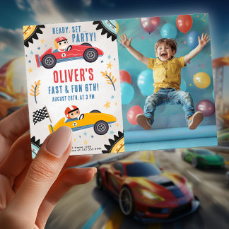 Race Car Geburtstagsparty, Kinderrennen Thema Einladung