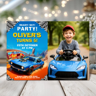 Race Car Geburtstagsparty mit Foto Einladung