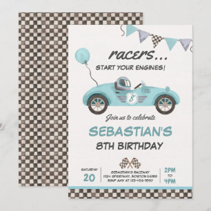 Race Car Geburtstagsparty Red Racing Track Geburts Einladung