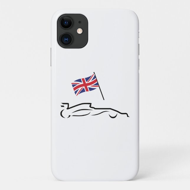 Race Car Line Zeichnend mit britischer Flagge Case-Mate iPhone Hülle (Rückseite)