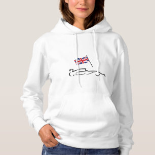 Race Car Line Zeichnend mit britischer Flagge Hoodie