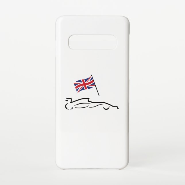 Race Car Line Zeichnend mit britischer Flagge Samsung Galaxy Hülle (Rückseite)