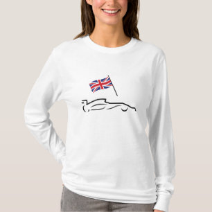 Race Car Line Zeichnend mit britischer Flagge T-Shirt