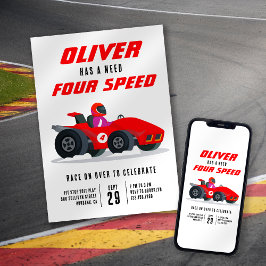 Race Car Need for Speed 4. Geburtstag Party Einladung