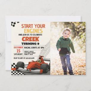 Race Car Party Geburtstag Einladung mit Foto