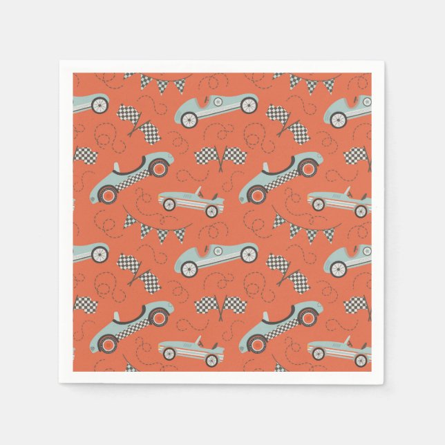 Race Car Party Paper Napkins | Vintages Rennfahrze Serviette (Vorderseite)