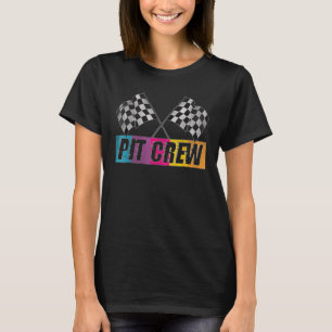 Race Car Party Pit Crew Checkered Flag Car Racing T-Shirt