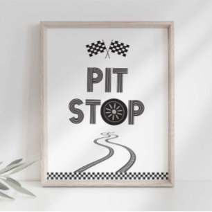 Race Car Party Pit Stopp Sign Fotodruck