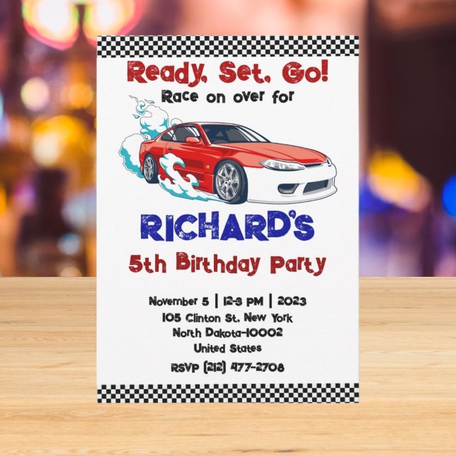 Race Car Racing Kindermädchen Einladung zum Geburt (Von Creator hochgeladen)