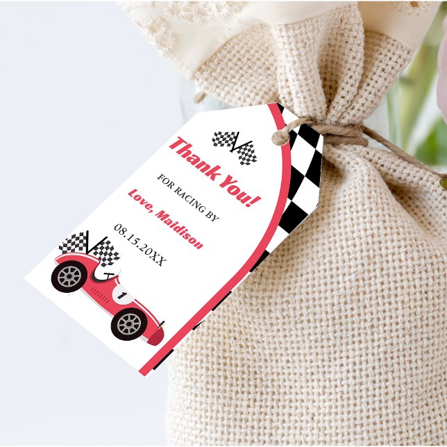 Race Car Red Birthday Party Geschenkanhänger (Von Creator hochgeladen)