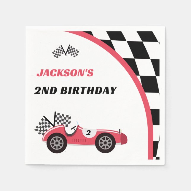 Race Car Red Birthday Party Serviette (Vorderseite)