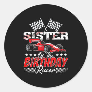 Race Car Schwester der Rennrennfamilie zum Geburts Runder Aufkleber