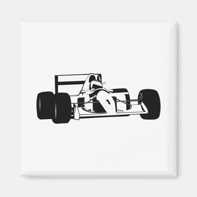 Race Car Silhouette schwarz-weiß Magnet (Vorne)