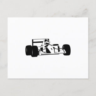 Race Car Silhouette schwarz-weiß Postkarte