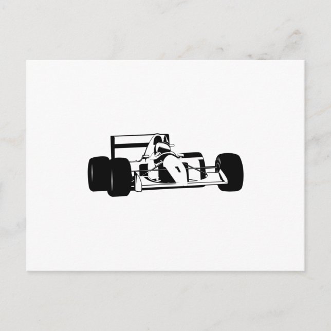 Race Car Silhouette schwarz-weiß Postkarte (Vorderseite)