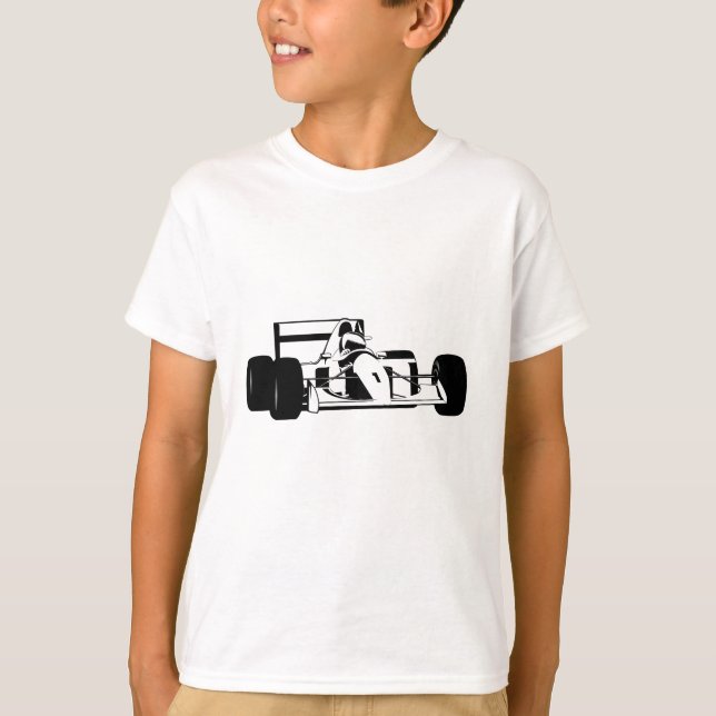 Race Car Silhouette schwarz-weiß T-Shirt (Vorderseite)