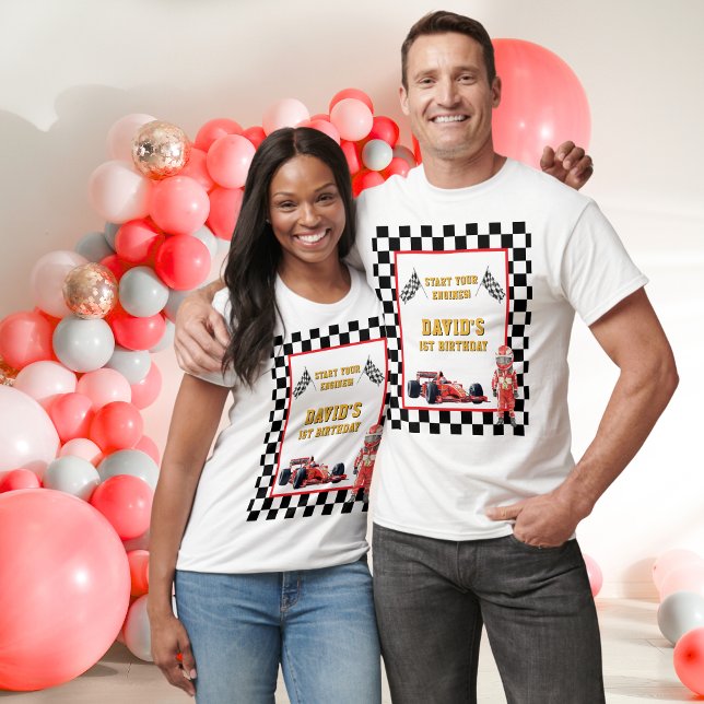 Race Car Start Your Engines 1st Birthday Men's T-Shirt (Von Creator hochgeladen)