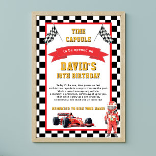 Race Car Thema Geburtstag Time Kapsel Spiel Poster