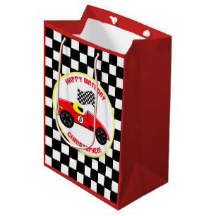 Race Car Thema Geburtstagsparty Personalisiert Mittlere Geschenktüte