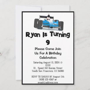Race Car thematisch Geburtstag Einladung
