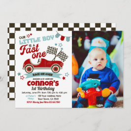 Race Car Themed Party Einladung für den 2. Geburts