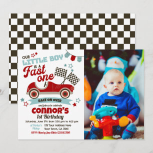 Race Car Themed Party Einladung für den 2. Geburts