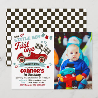 Race Car Themed Party Einladung für den 2. Geburts