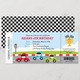 Race Car Ticket Geburtstag Einladungen Boarding Pa