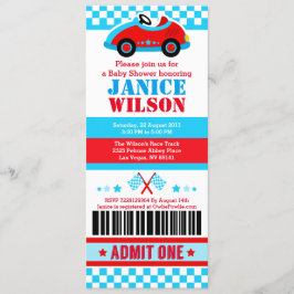 Race Car Ticket Pass Kinderdusche Party Einladung