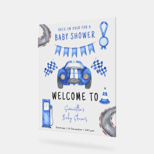 Race Car Welcome Baby Dusche Acrylschild