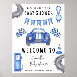 Race Car Welcome Baby Dusche Poster