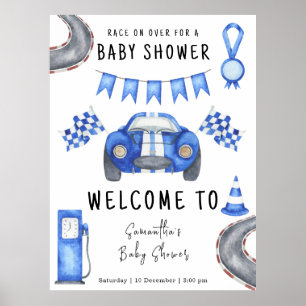 Race Car Welcome Baby Dusche Poster